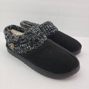 Family Fairy Womens Size L 9-10 Black Cotton Knitted Slip On Memory Foam Slipper